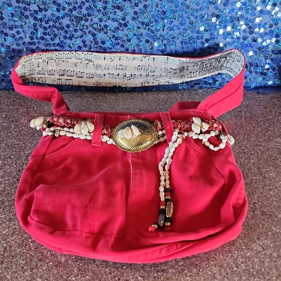 Handbags - Wrangler, Red Shell and Music Design Shoulder Bag .